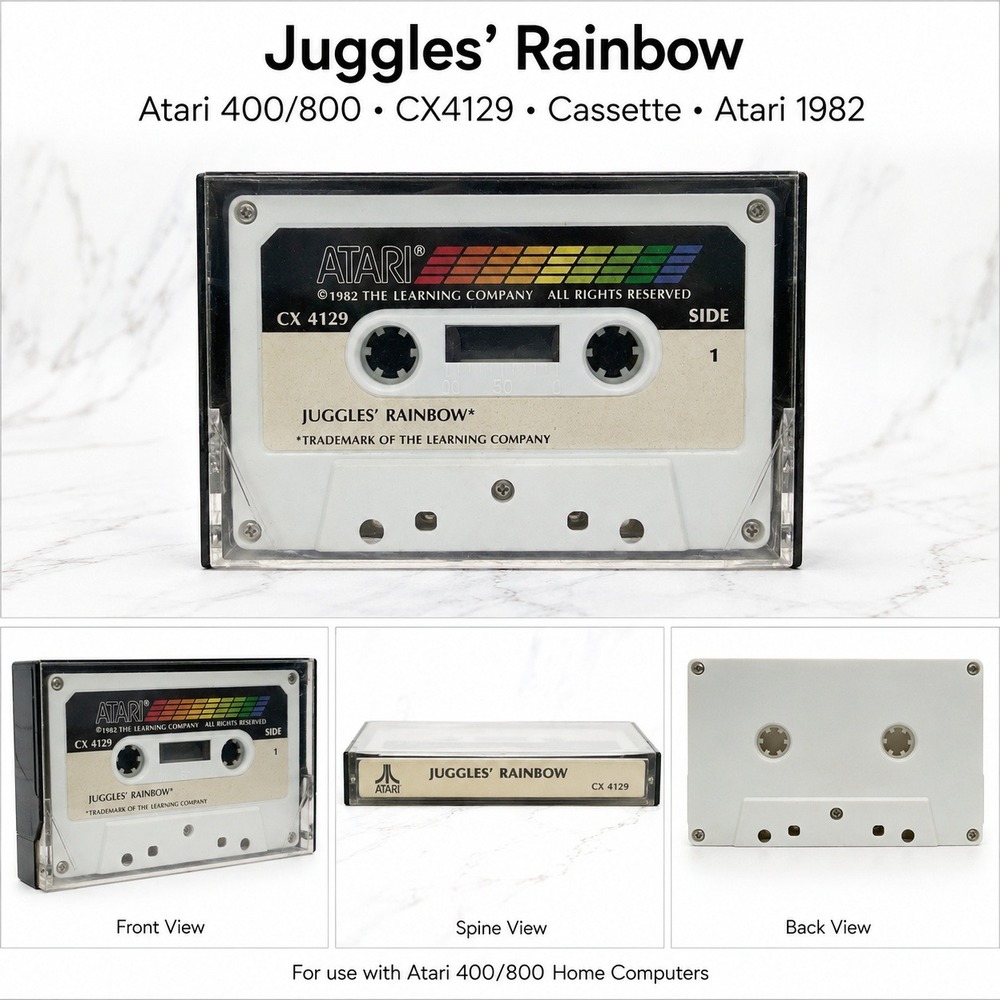 Atari CX 4129 Juggles Rainbow Cassette Tape 1982 The Learning Company Vintage‎